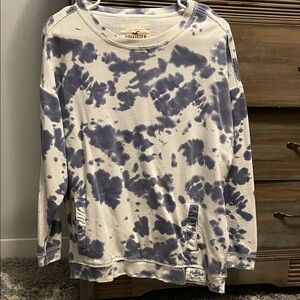 Hollister Navy and White Tie-Dye Pullover